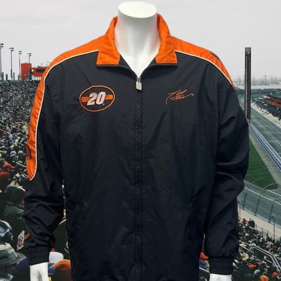 Vintage Tony Stewart Black Orange NASCAR Home Depot #20 Zip Windbreaker Jacket L - Picture 1 of 11
